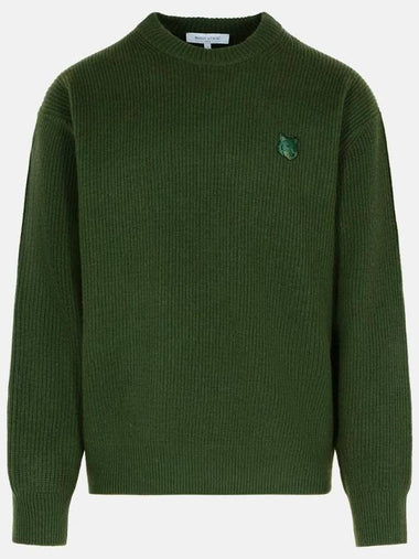 Bold Fox Head Patch Comfort Ribbed Knit Top Ranger Green - MAISON KITSUNE - BALAAN 1