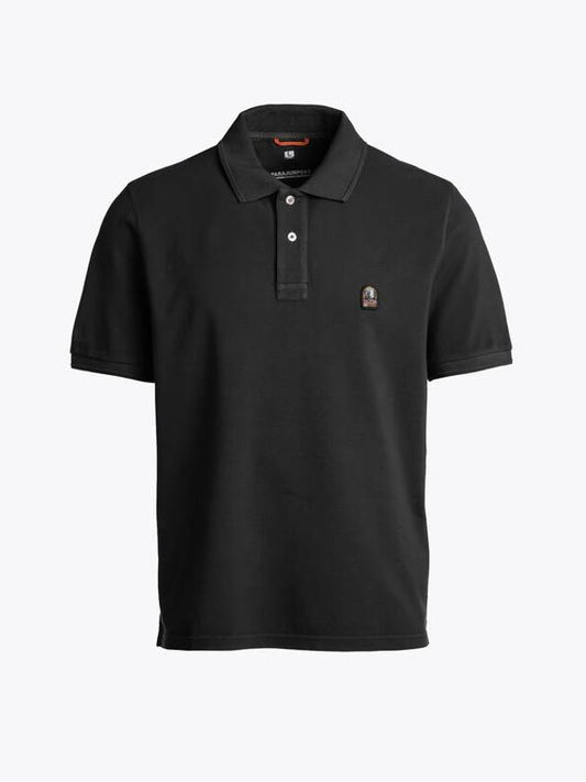 Logo Patch Cotton Short Sleeve Polo Shirt Black - PARAJUMPERS - BALAAN 2