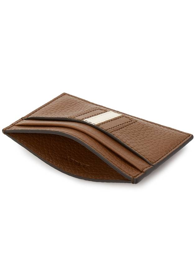 Striped Logo Leather Card Wallet Brown - BALLY - BALAAN 5