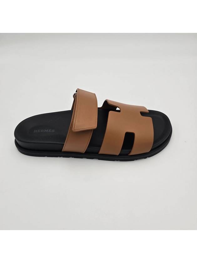 Chypre H Logo Calfskin Sandals Brown - HERMES - BALAAN 3