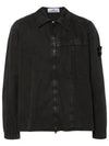 Organic Cotton Shirt Zip Up Jacket Black - STONE ISLAND - BALAAN 2