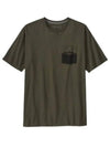 Men's Wild Waterline Pocket Responsibili Short Sleeve T-Shirt Basin Green - PATAGONIA - BALAAN 2