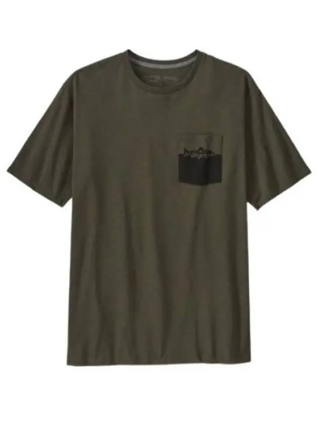 Men's Wild Waterline Pocket Responsibili Short Sleeve T-Shirt Basin Green - PATAGONIA - BALAAN 2