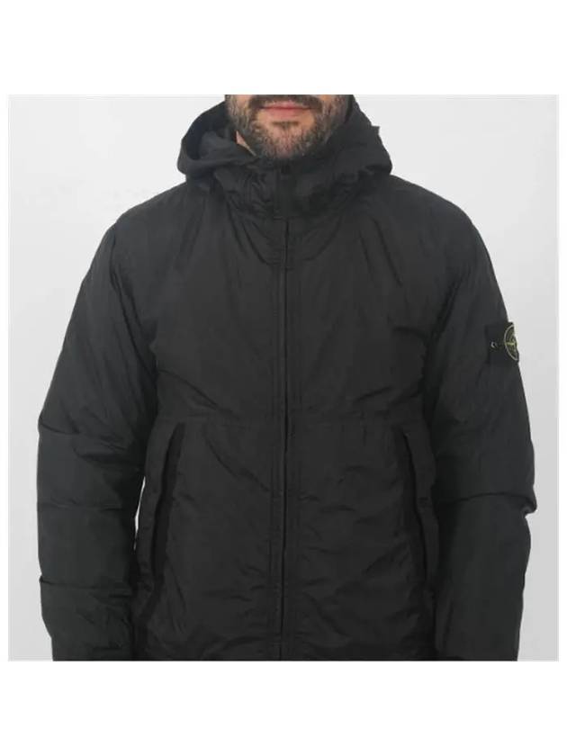 Men's Garment Dyed Crinkle Reps Recycled Nylon Primaloft TC Hooded Jacket Black - STONE ISLAND - BALAAN 3