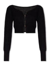 Le Alzou Cropped Mohair Cardigan Black - JACQUEMUS - BALAAN 2