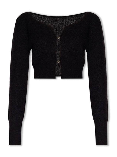 Le Alzou Cropped Mohair Cardigan Black - JACQUEMUS - BALAAN 2