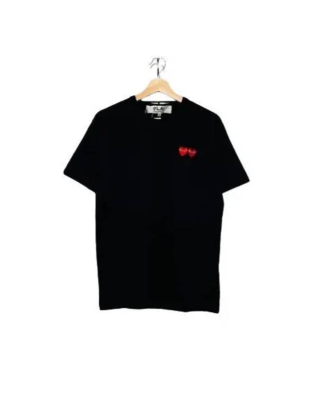 Double Heart Wappen Short Sleeve T-Shirt Black - COMME DES GARCONS - BALAAN 2