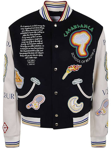 Casablanca Chenille Embroidered Patchwork Bomber Jacket Clothing - CASABLANCA - BALAAN 1