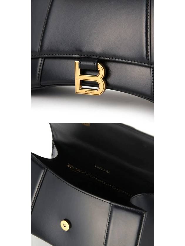 Hourglass Small Tote Bag in Shiny Box Calfskin Black - BALENCIAGA - BALAAN 4