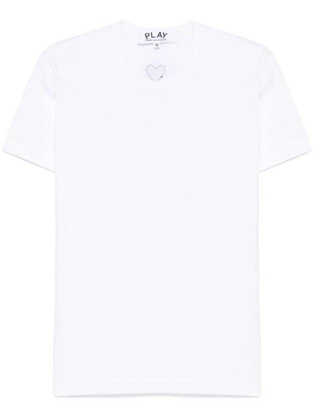 Signature Heart Patch Short Sleeve T Shirt White - COMME DES GARCONS PLAY - BALAAN 1