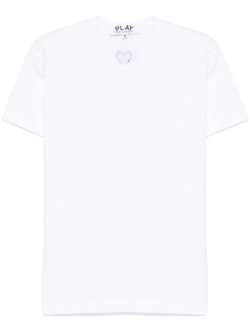 Signature Heart Patch Short Sleeve T Shirt White - COMME DES GARCONS PLAY - BALAAN 1