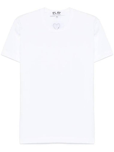 Signature Heart Patch Short Sleeve T Shirt White - COMME DES GARCONS PLAY - BALAAN 1