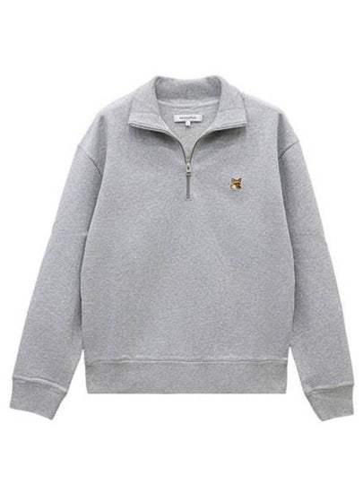 Fox Head Patch Half Zipper Sweatshirt Light Grey Melange - MAISON KITSUNE - BALAAN 2