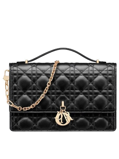 Miss Cannage Lambskin Top Handle Shoulder Bag Black - DIOR - BALAAN 1