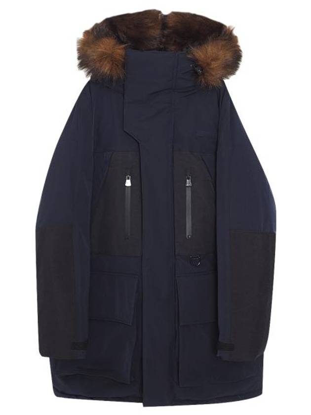 Faux Fur-Trimmed Oversized Parka Navy - BURBERRY - BALAAN 2