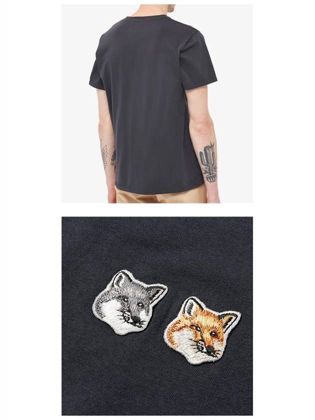 Double Fox Head Patch Classic Short Sleeve T-Shirt Anthracite - MAISON KITSUNE - BALAAN 6