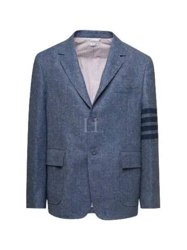 Donegal Tweed 4 Bar Single Breasted Blazer Jacket Light Blue - THOM BROWNE - BALAAN 2