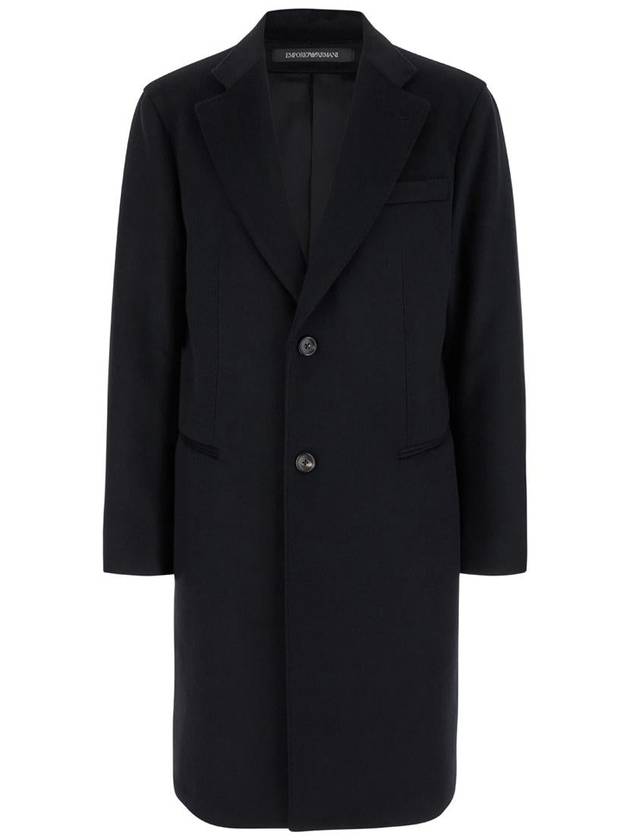 Black Single-Breasted Coat With Notched Revers In Wool Man - EMPORIO ARMANI - BALAAN 1