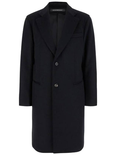 Black Single-Breasted Coat With Notched Revers In Wool Man - EMPORIO ARMANI - BALAAN 1