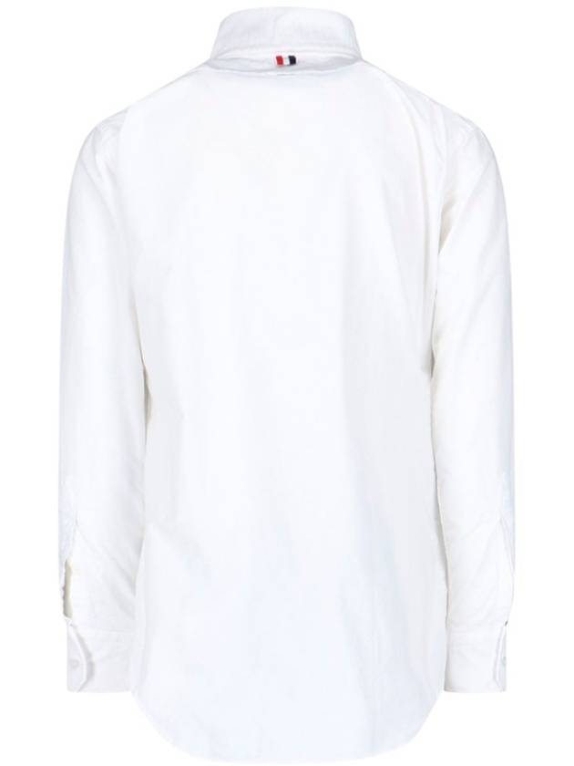 Men's Logo Patch Classic Cotton Long-Sleeve Shirt White - THOM BROWNE - BALAAN 3