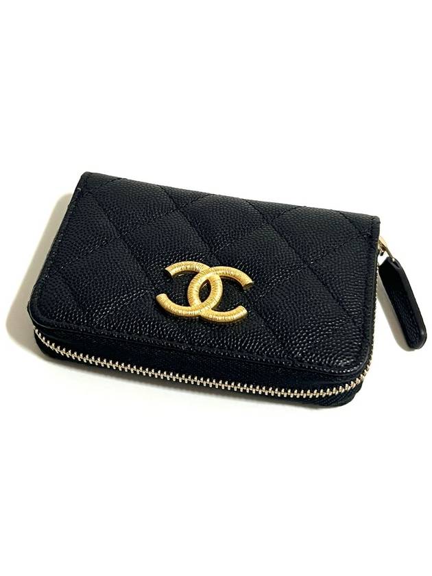 Zipper card wallet black gold caviar AP3521 - CHANEL - BALAAN 5