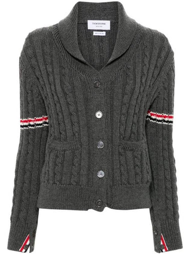 RWB striped cable knit cardigan FKC621AY1024 - THOM BROWNE - BALAAN 1