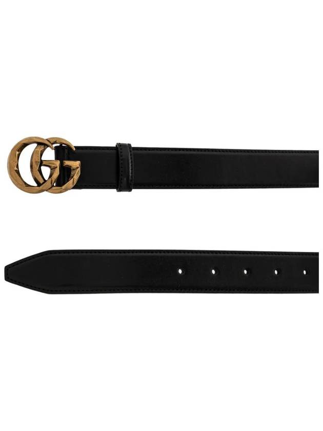 GG Marmont Leather Belt Black - GUCCI - BALAAN 5