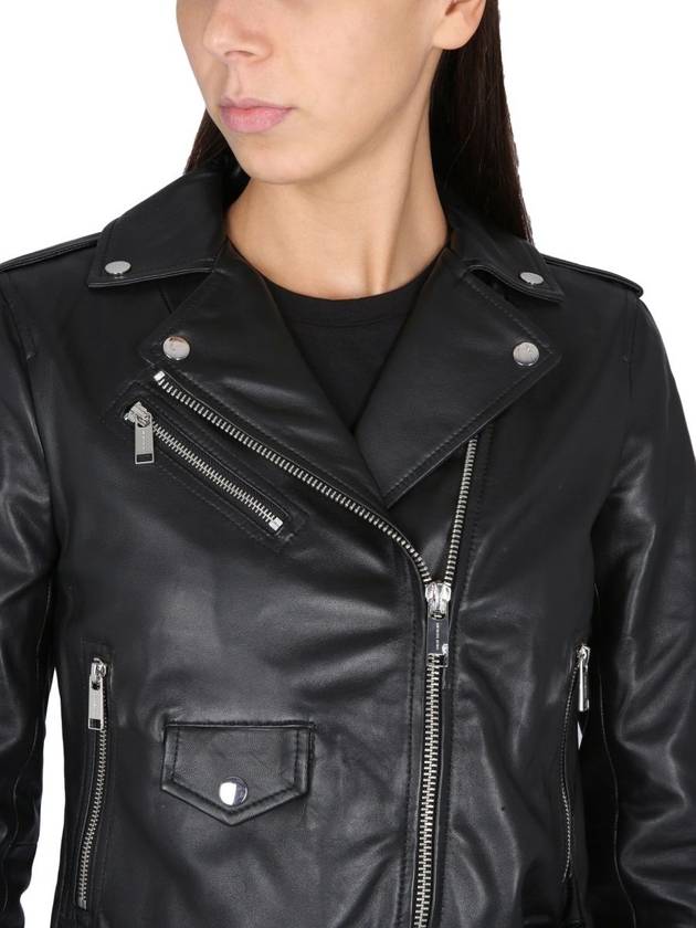 Women's Leather Biker Jacket Black - MICHAEL KORS - BALAAN 5