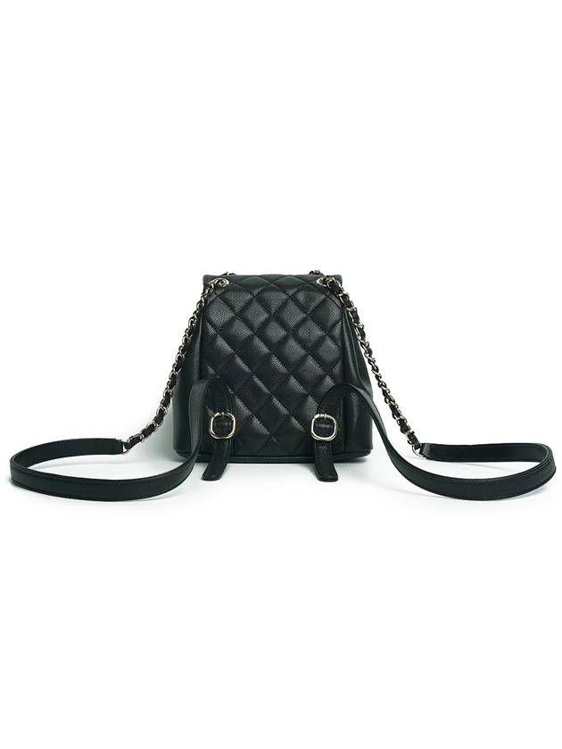 Duma Small Two Pocket Grained Shiny Calfskin Gold Metal Backpack Black - CHANEL - BALAAN 4