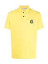 Men's Logo Patch Cotton Polo Shirt Yellow - STONE ISLAND - BALAAN 2