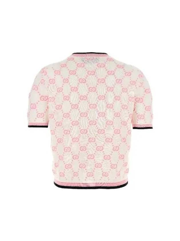 GG Intarsia Cotton Crewneck Short Sleeve T-Shirt Pink - GUCCI - BALAAN 3