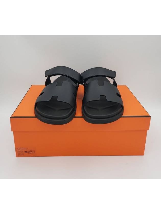 Hermes Chypre H Logo Calfskin Sandals Black - HERMES - BALAAN 5