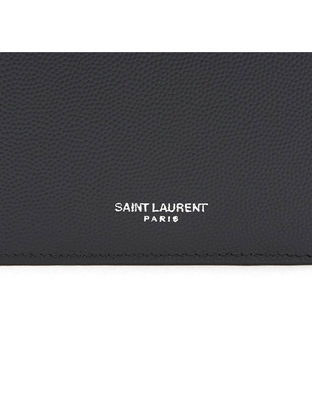 Business Flap in Grain De Poudre Embossed Leather Card Wallet Black - SAINT LAURENT - BALAAN 7