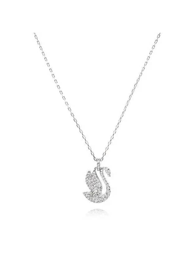 Women's Iconic Swan Pendant Necklace Silver - SWAROVSKI - BALAAN 4