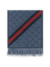 GG Web Wool Muffler Blue - GUCCI - BALAAN 3