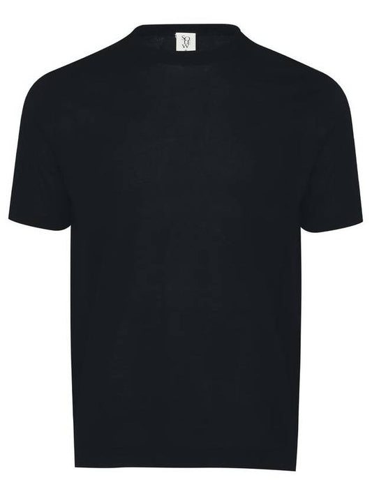 Men's Round Short Sleeve Knit Top Dark Navy - SOLEW - BALAAN 1
