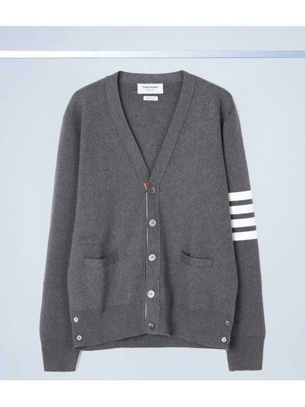 Milano Stitch 4-Bar Cardigan Medium Grey - THOM BROWNE - BALAAN 3