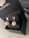 Metal Glass Strass Pearly White Earrings Silver - CHANEL - BALAAN 4