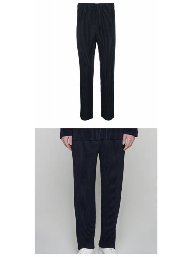 Pleated Basic Straight Pants Navy - ISSEY MIYAKE - BALAAN 5