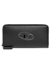 Garnet D Logo Leather Zipper Long Wallet Black - DIESEL - BALAAN 1