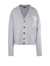 Heart Logo Oversized Cardigan Grey - AMI - BALAAN 1