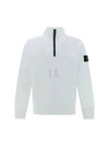 Logo Badge Half Zipper Cotton Fleece Knit Top White - STONE ISLAND - BALAAN 2