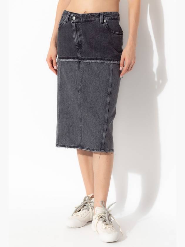 Alexander McQueen Denim Skirt With Cut-Out, Women's, Grey - ALEXANDER MCQUEEN - BALAAN 3