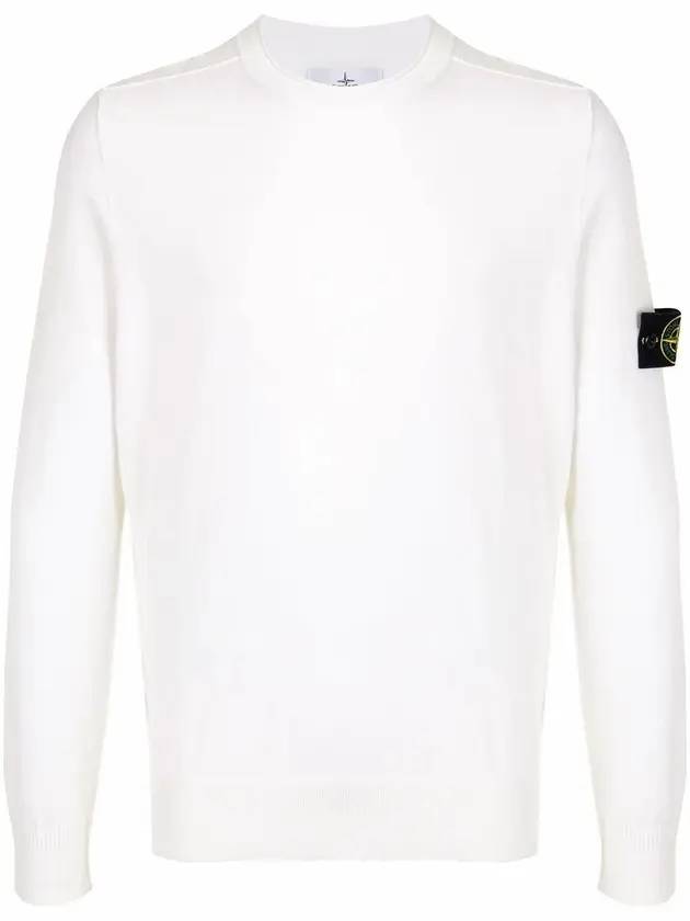 Stretch Wool Crewneck Knit Top White - STONE ISLAND - BALAAN 1