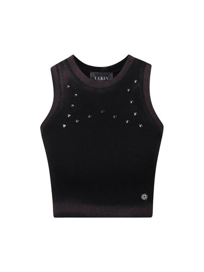 Women's Runway Bleach Washing Stud Sleeveless Black - ULKIN - BALAAN 2