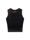 Women's Runway Bleach Washing Stud Sleeveless Black - ULKIN - BALAAN 2