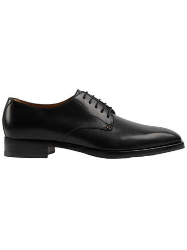 Lace-Up Leather Loafers Black - GUCCI - BALAAN 1