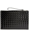 Intrecciato Medium Clutch Bag Black - BOTTEGA VENETA - BALAAN 4