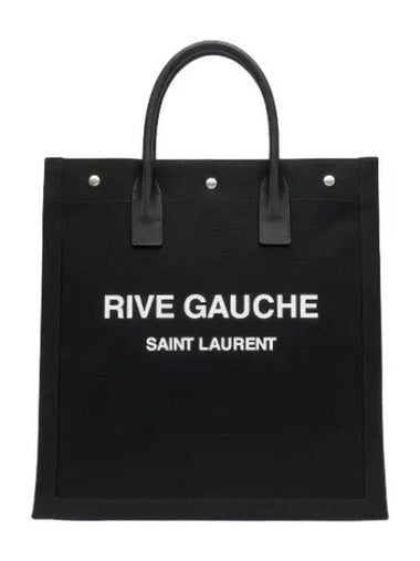 Logo Print Canvas Tote Bag Black - SAINT LAURENT - BALAAN 1