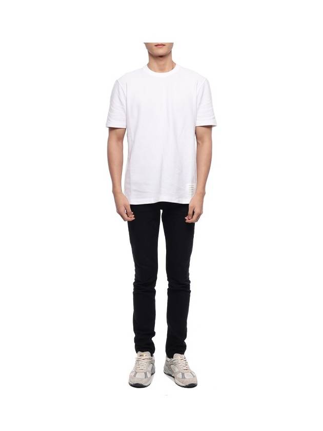 Classic Pique Rib Side Insert 4-Bar Short Sleeve T-Shirt White - THOM BROWNE - BALAAN 4